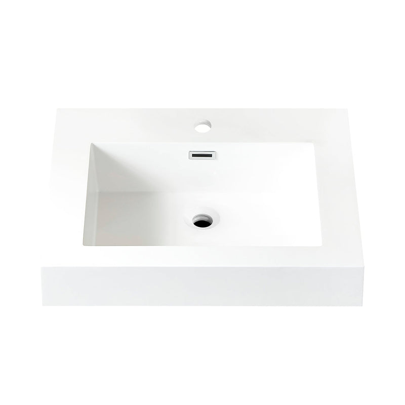 Vinnova 9248-BAS-WH Ablitas Square White Finish Composite Granite Stone Vessel Bathroom Vanity Sink