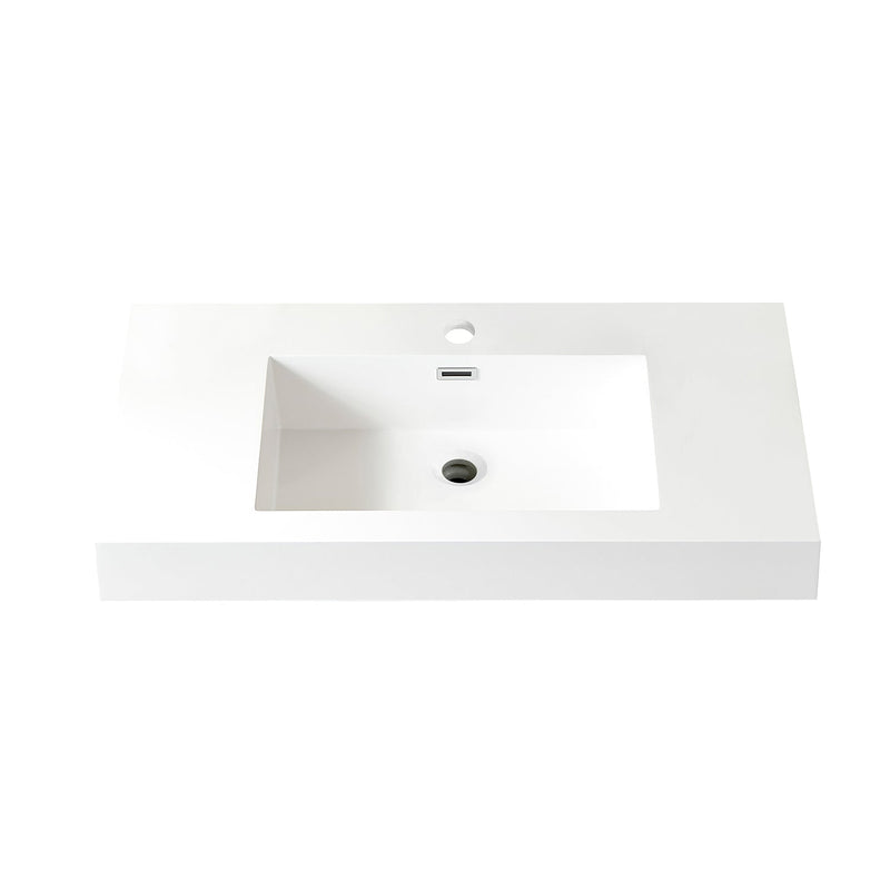 Vinnova 9248-BAS-WH Ablitas Square White Finish Composite Granite Stone Vessel Bathroom Vanity Sink