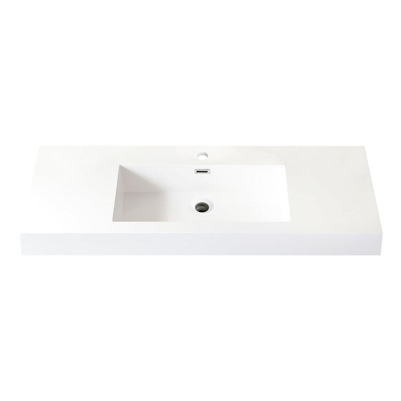 Vinnova 9248-BAS-WH Ablitas Square White Finish Composite Granite Stone Vessel Bathroom Vanity Sink