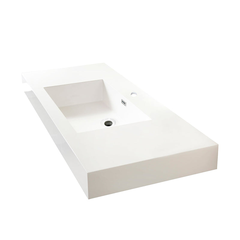 Vinnova 9248-BAS-WH Ablitas Square White Finish Composite Granite Stone Vessel Bathroom Vanity Sink