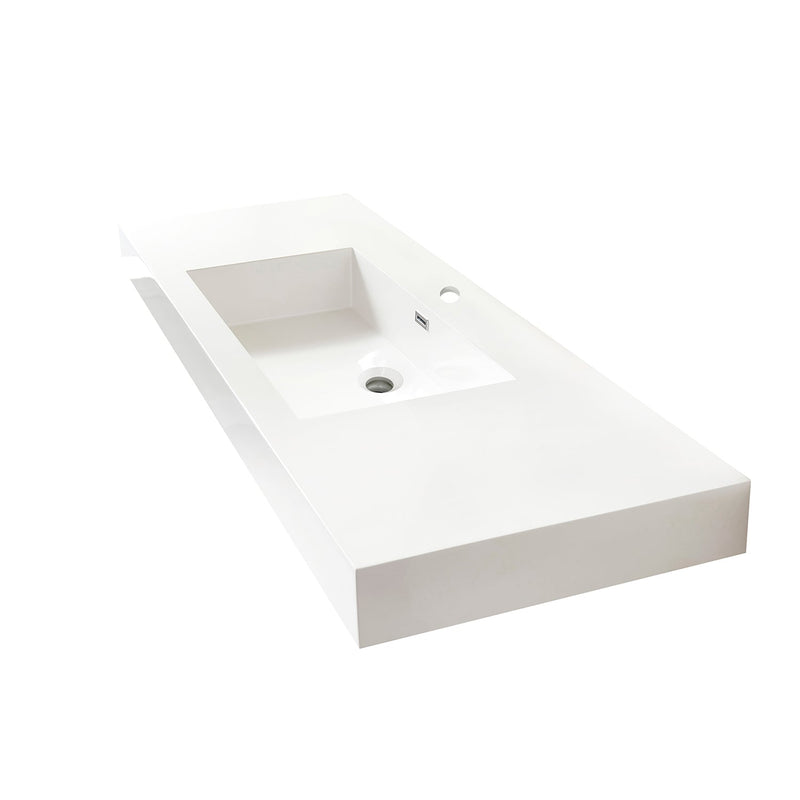 Vinnova 9248-BAS-WH Ablitas Square White Finish Composite Granite Stone Vessel Bathroom Vanity Sink