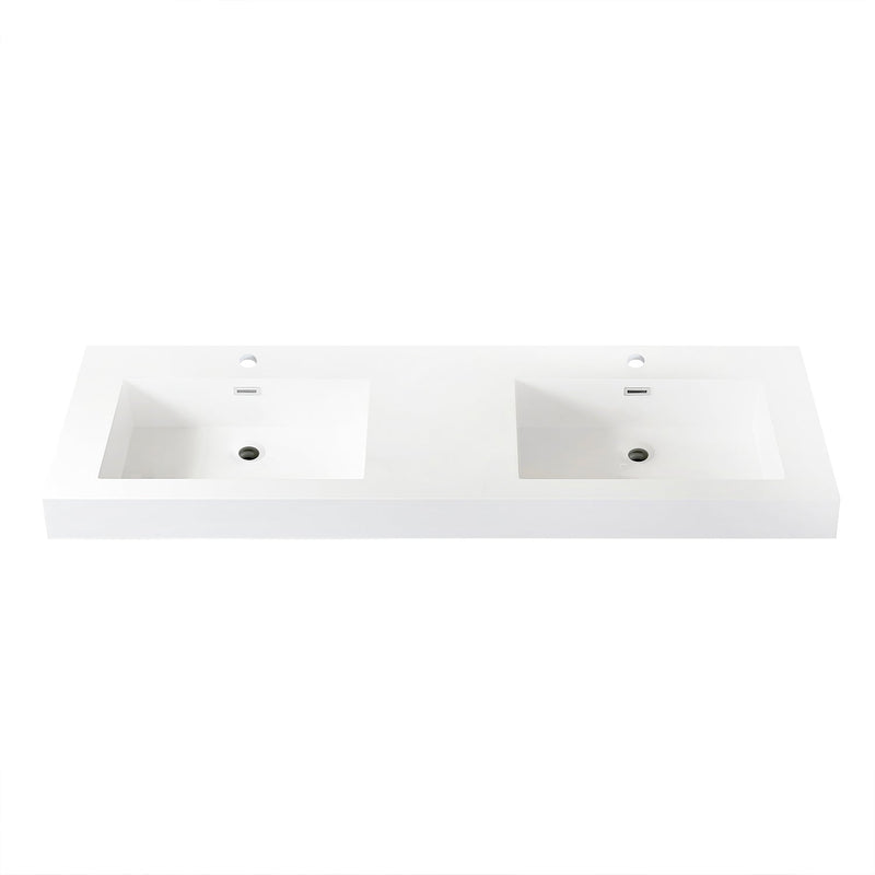 Vinnova 9248-BAS-WH Ablitas Square White Finish Composite Granite Stone Vessel Bathroom Vanity Sink