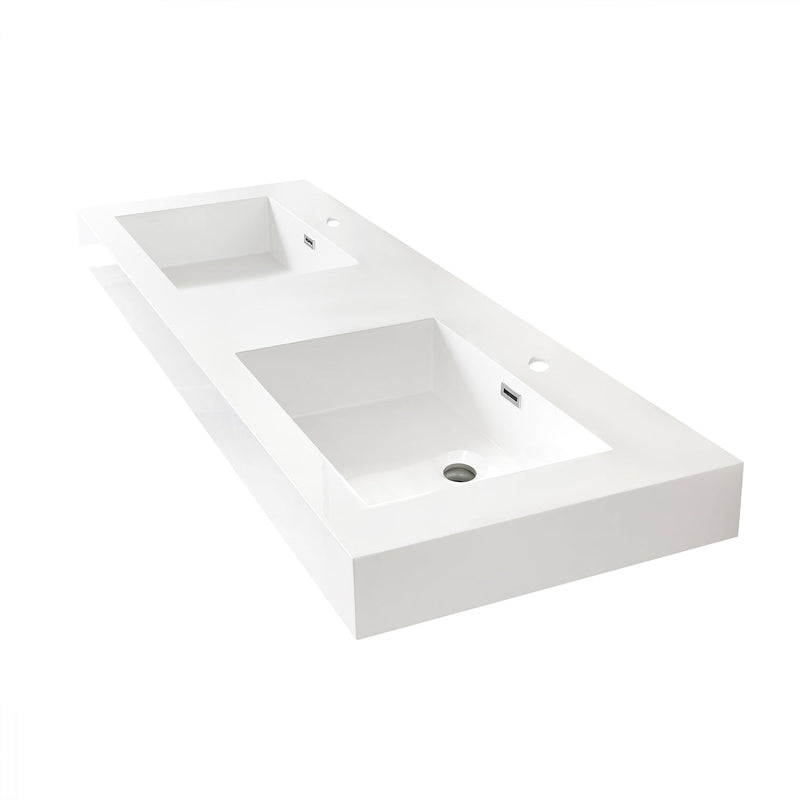 Vinnova 9248-BAS-WH Ablitas Square White Finish Composite Granite Stone Vessel Bathroom Vanity Sink