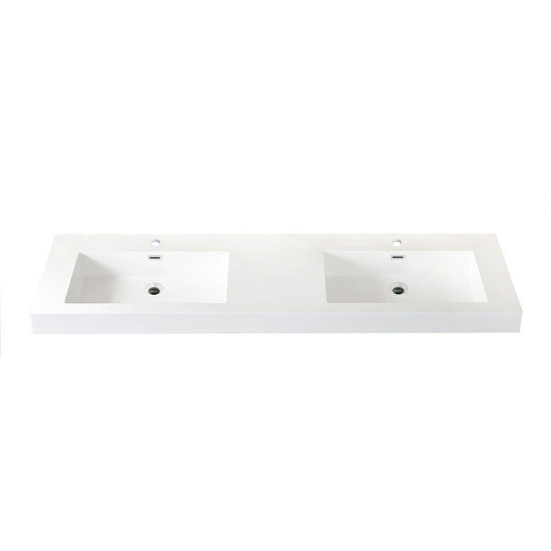 Vinnova 9248-BAS-WH Ablitas Square White Finish Composite Granite Stone Vessel Bathroom Vanity Sink