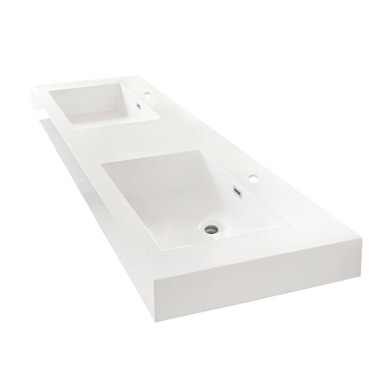Vinnova 9248-BAS-WH Ablitas Square White Finish Composite Granite Stone Vessel Bathroom Vanity Sink