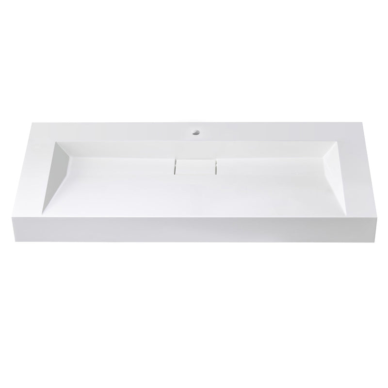 Vinnova 9256-BAS-WH Vinnova Vera 47.4" Rectangular White Composite Granite Stone Console Bathroom Vanity Sink