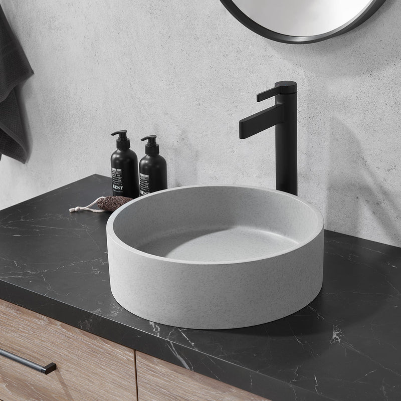 Vinnova 9257-BAS-GR Moguer Grey Concrete Circular Vessel Bathroom Sink