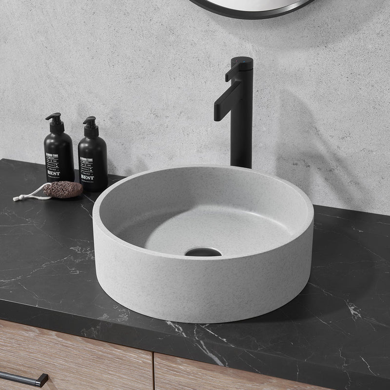 Vinnova 9257-BAS-GR Moguer Grey Concrete Circular Vessel Bathroom Sink