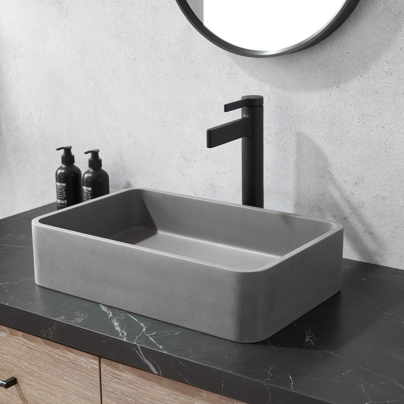 Vinnova 9259-BAS-GR Avila Grey Concrete Rectangular Vessel Bathroom Sink
