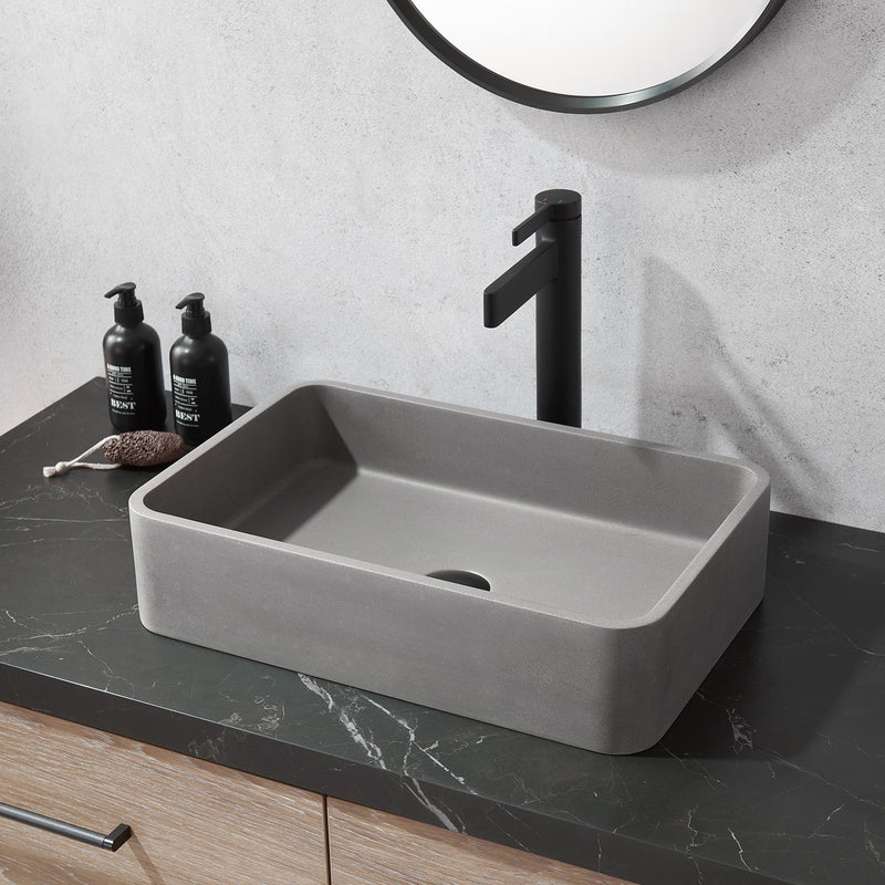Vinnova 9259-BAS-GR Avila Grey Concrete Rectangular Vessel Bathroom Sink
