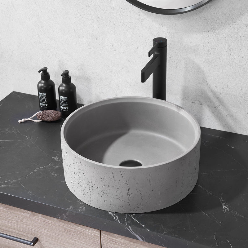 Vinnova 9260-BAS-GR Almonte Grey Concrete Circular Vessel Bathroom Sink