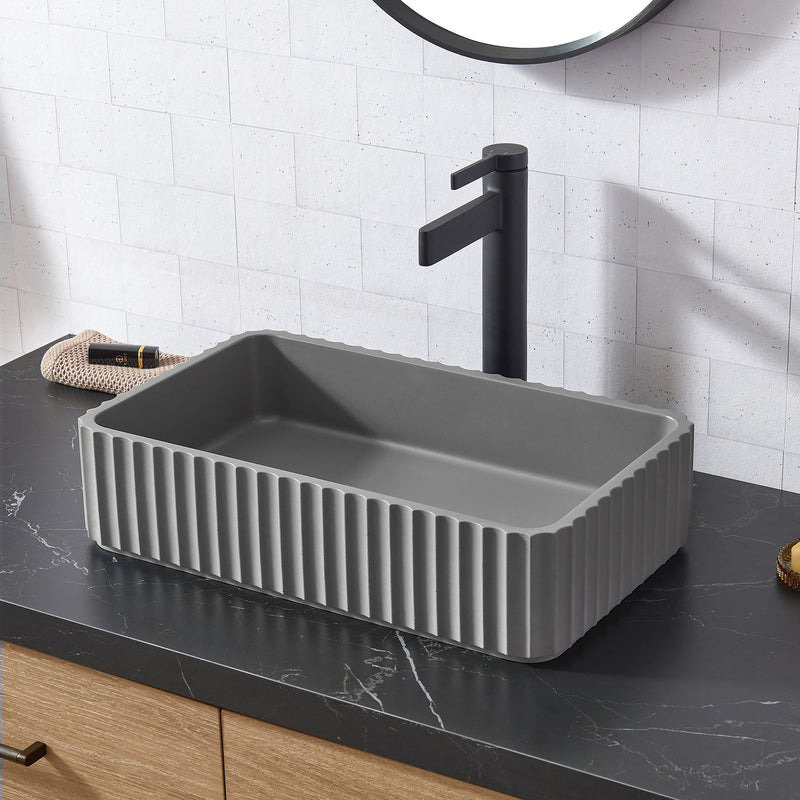 Vinnova 9261-BAS-GR Vinnova Sao Paulo Grey Concrete Rectangular Vessel Bathroom Sink
