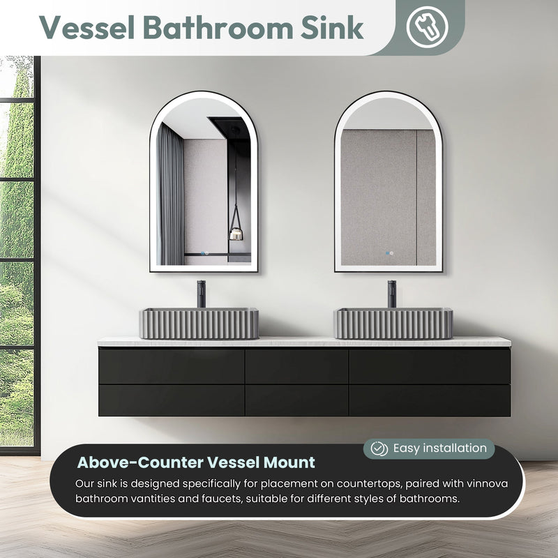 Vinnova 9261-BAS-GR Vinnova Sao Paulo Grey Concrete Rectangular Vessel Bathroom Sink