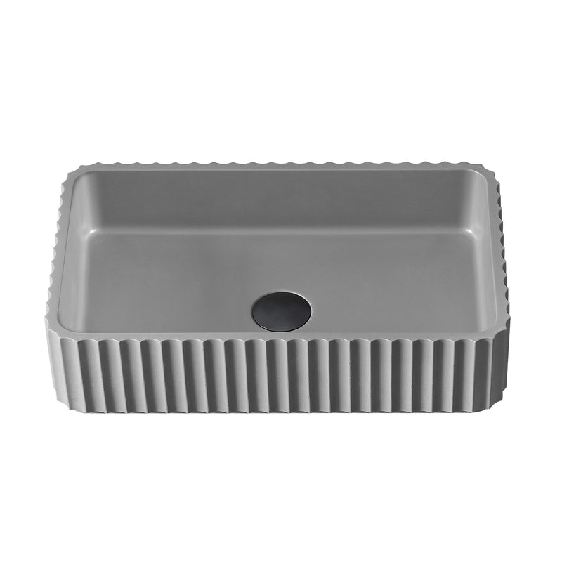 Vinnova 9261-BAS-GR Vinnova Sao Paulo Grey Concrete Rectangular Vessel Bathroom Sink