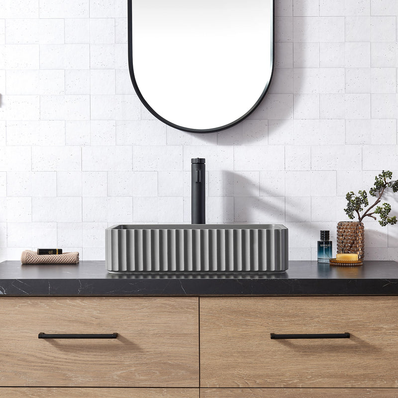 Vinnova 9261-BAS-GR Vinnova Sao Paulo Grey Concrete Rectangular Vessel Bathroom Sink