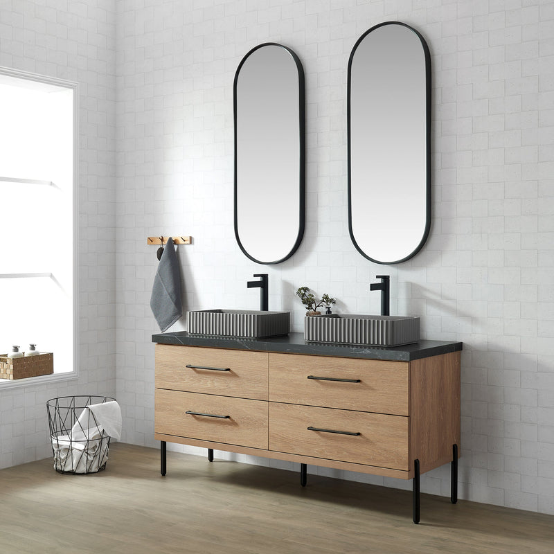 Vinnova 9261-BAS-GR Vinnova Sao Paulo Grey Concrete Rectangular Vessel Bathroom Sink
