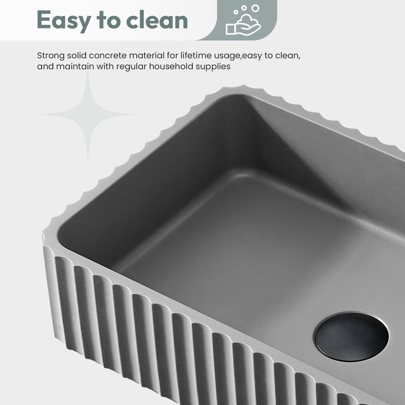 Vinnova 9261-BAS-GR Vinnova Sao Paulo Grey Concrete Rectangular Vessel Bathroom Sink