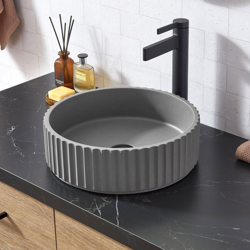 Vinnova 9262-BAS-GR Vinnova Lagos Grey Concrete Circular Vessel Bathroom Sink