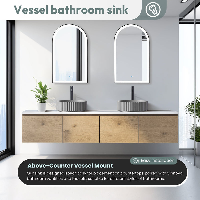 Vinnova 9262-BAS-GR Vinnova Lagos Grey Concrete Circular Vessel Bathroom Sink