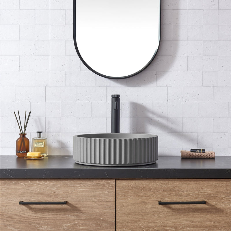 Vinnova 9262-BAS-GR Vinnova Lagos Grey Concrete Circular Vessel Bathroom Sink