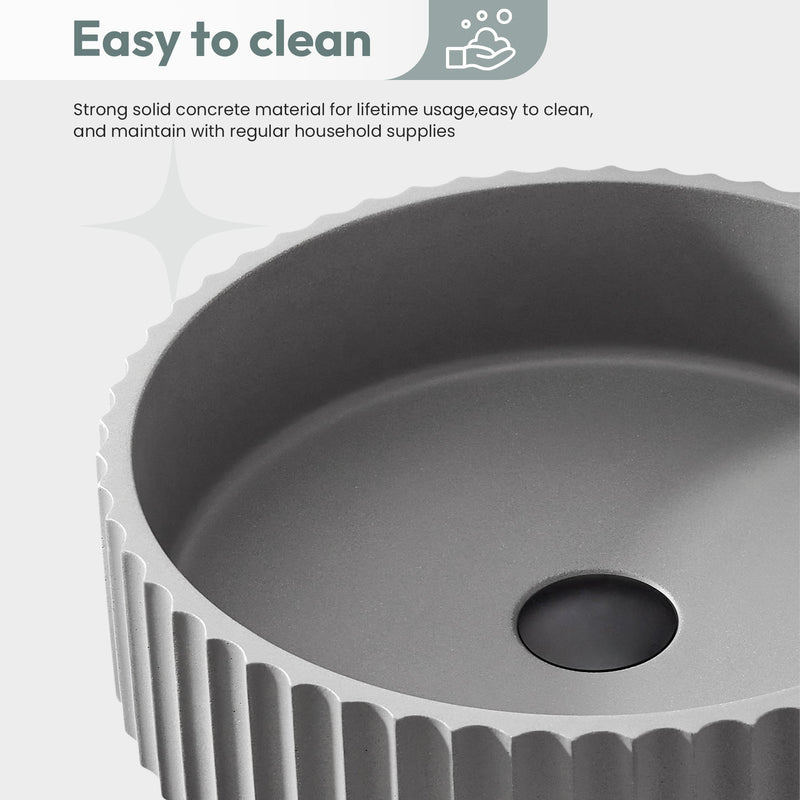 Vinnova 9262-BAS-GR Vinnova Lagos Grey Concrete Circular Vessel Bathroom Sink