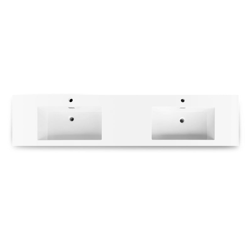 Vinnova 9284-BAS-WH Vinnova Ablitas 84" Rectangular White Composite Granite Stone Console Bathroom Vanity Sink