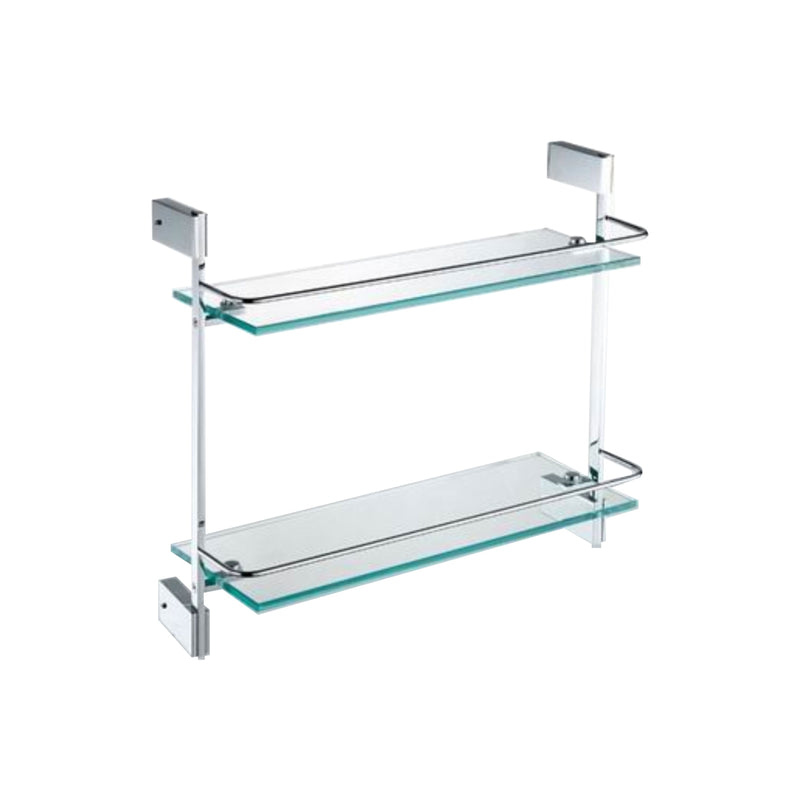 Kube Bath 94012 Aqua Fino Double Glass Shelf, Chrome