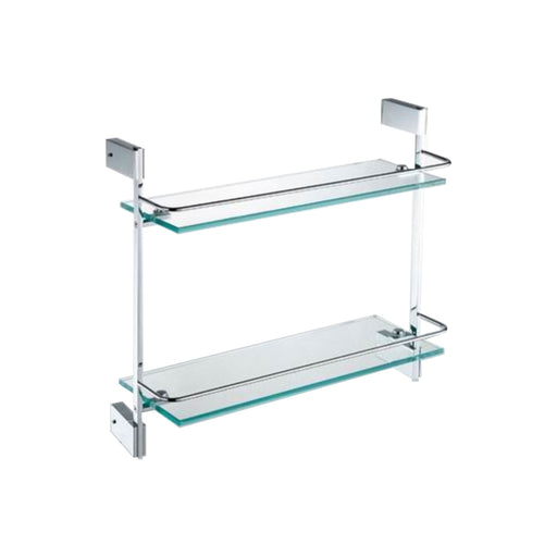 Kube Bath 94012 Aqua Fino Double Glass Shelf, Chrome