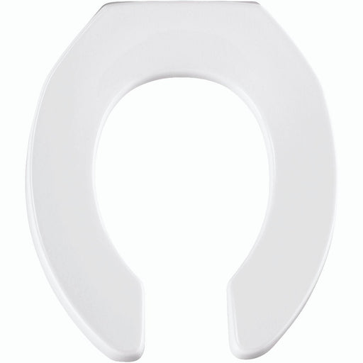 Bemis Round Open Front Less Cover Commercial Plastic Toilet Seat in White with Sta-Tite Check Hinge