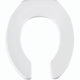 Bemis Round Open Front Less Cover Commercial Plastic Toilet Seat in White with Sta-Tite Check Hinge