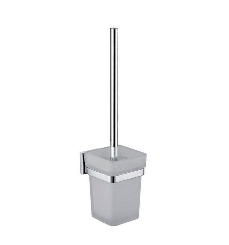 Kube Bath 9929 Aqua Nuon Toilet Brush with Frosted Glass Cup, Chrome