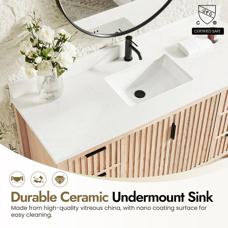 Vinnova 704260-AN-GW Shenzhen 60" Single Sink Bath Vanity in Aged Natural Oak