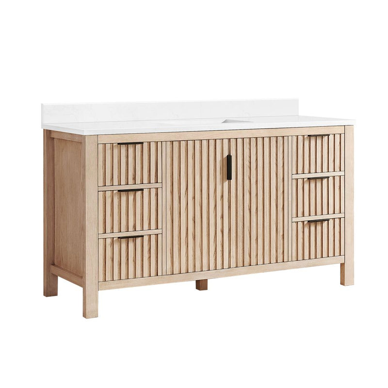 Vinnova 704260-AN-GW Shenzhen 60" Single Sink Bath Vanity in Aged Natural Oak