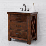 Aberdeen 30 in. W x 22 in. D Vanity in Rustic Sierra with Marble Vanity Top in White with White Basin