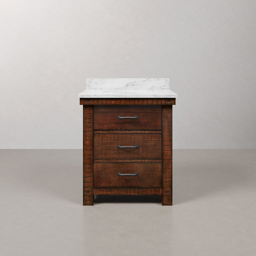Aberdeen 30 in. W x 22 in. D Vanity in Rustic Sierra with Marble Vanity Top in White with White Basin
