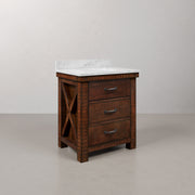Aberdeen 30 in. W x 22 in. D Vanity in Rustic Sierra with Marble Vanity Top in White with White Basin