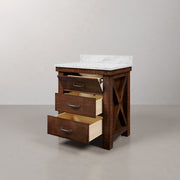 Aberdeen 30 in. W x 22 in. D Vanity in Rustic Sierra with Marble Vanity Top in White with White Basin