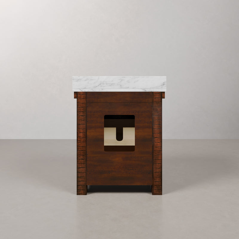Aberdeen 30 in. W x 22 in. D Vanity in Rustic Sierra with Marble Vanity Top in White with White Basin