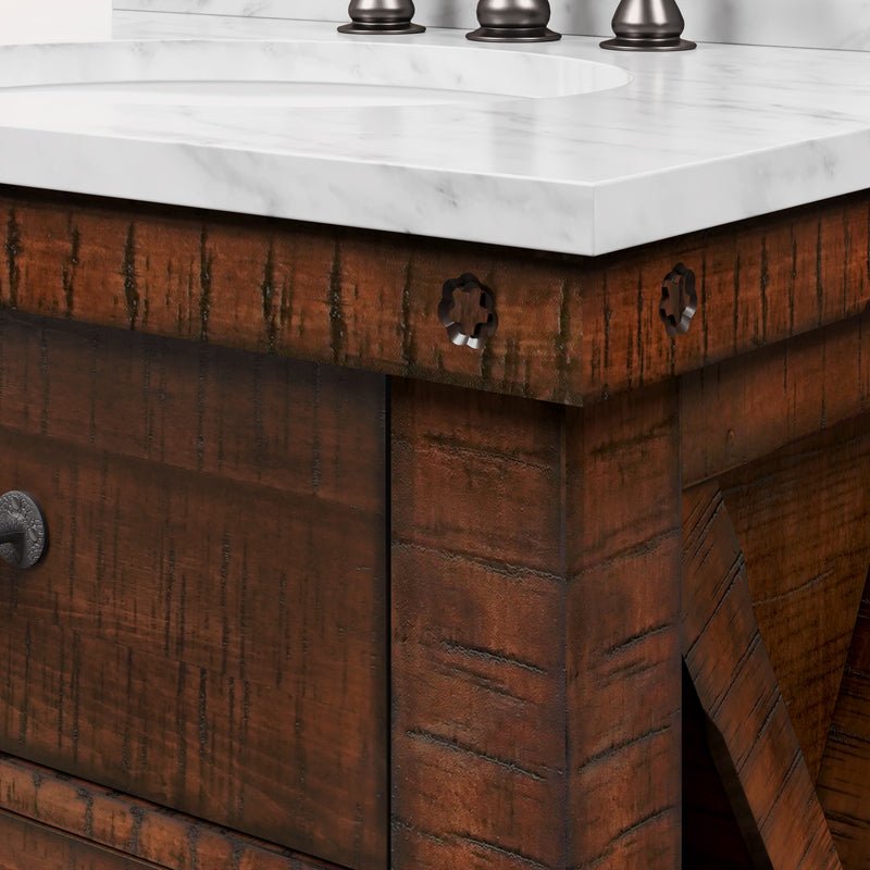 Aberdeen 30 in. W x 22 in. D Vanity in Rustic Sierra with Marble Vanity Top in White with White Basin