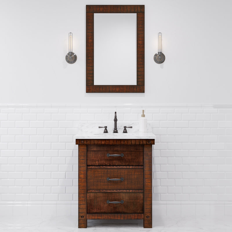 Aberdeen 30 in. W x 22 in. D Vanity in Rustic Sierra with Marble Vanity Top in White with White Basin