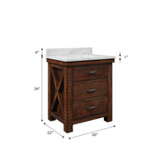 Aberdeen 30 in. W x 22 in. D Vanity in Rustic Sierra with Marble Vanity Top in White with White Basin