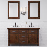 AB60CW03RS - Aberdeen 60 In. Double Sink Pre-Assembled Farmhouse Style Bathroom Vanity With 1" Carrara White Marble Top