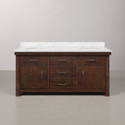 AB72CW03RS - Aberdeen 72 In. Double Sink Pre-Assembled Farmhouse Style Bathroom Vanity With 1" Carrara White Marble Top