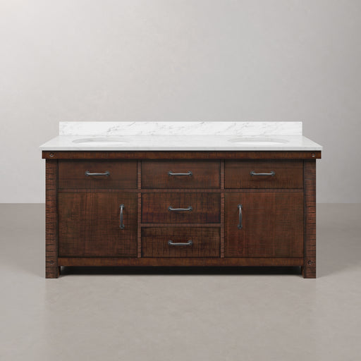 AB72CW03RS - Aberdeen 72 In. Double Sink Pre-Assembled Farmhouse Style Bathroom Vanity With 1" Carrara White Marble Top