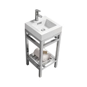Kube Bath AC16 Cisco 16" Chrome Free Standing Stainless Steel Console Single Sink Bathroom Vanity with Reinforced Acrylic Composite Top