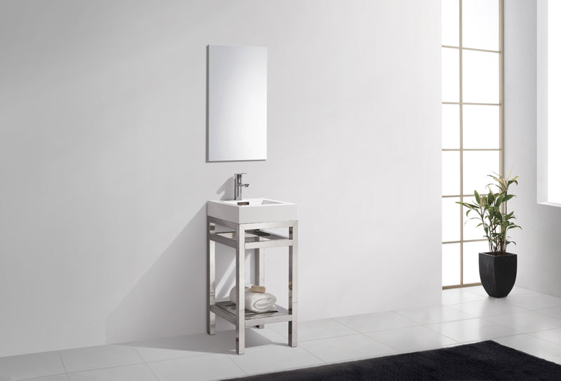 Kube Bath AC16 Cisco 16" Chrome Free Standing Stainless Steel Console Single Sink Bathroom Vanity with Reinforced Acrylic Composite Top - view 3