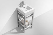 Kube Bath AC16 Cisco 16" Chrome Free Standing Stainless Steel Console Single Sink Bathroom Vanity with Reinforced Acrylic Composite Top - view 4