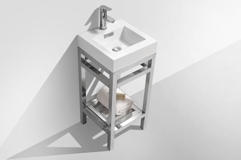 Kube Bath AC16 Cisco 16" Chrome Free Standing Stainless Steel Console Single Sink Bathroom Vanity with Reinforced Acrylic Composite Top - view 4