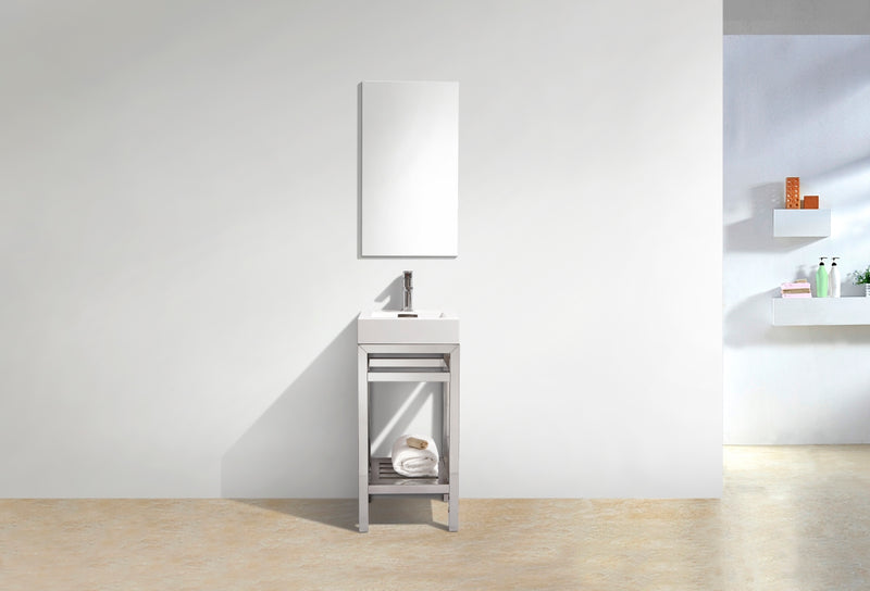 Kube Bath AC16 Cisco 16" Chrome Free Standing Stainless Steel Console Single Sink Bathroom Vanity with Reinforced Acrylic Composite Top - view 2