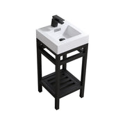 Kube Bath AC16-BK Cisco 16" Matte Black Free Standing Stainless Steel Console Single Sink Bathroom Vanity with Reinforced Acrylic Composite Top